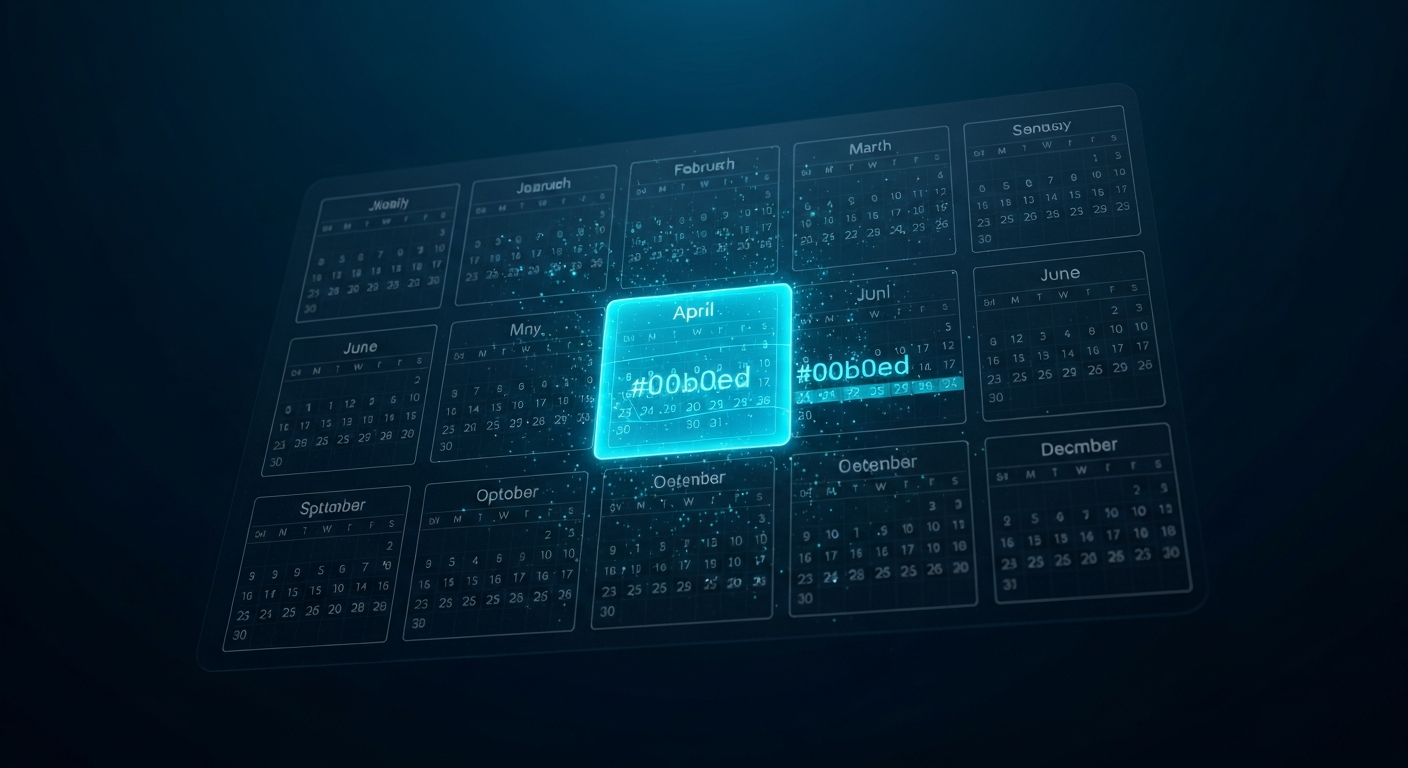 Calendar showing busy April and empty other months