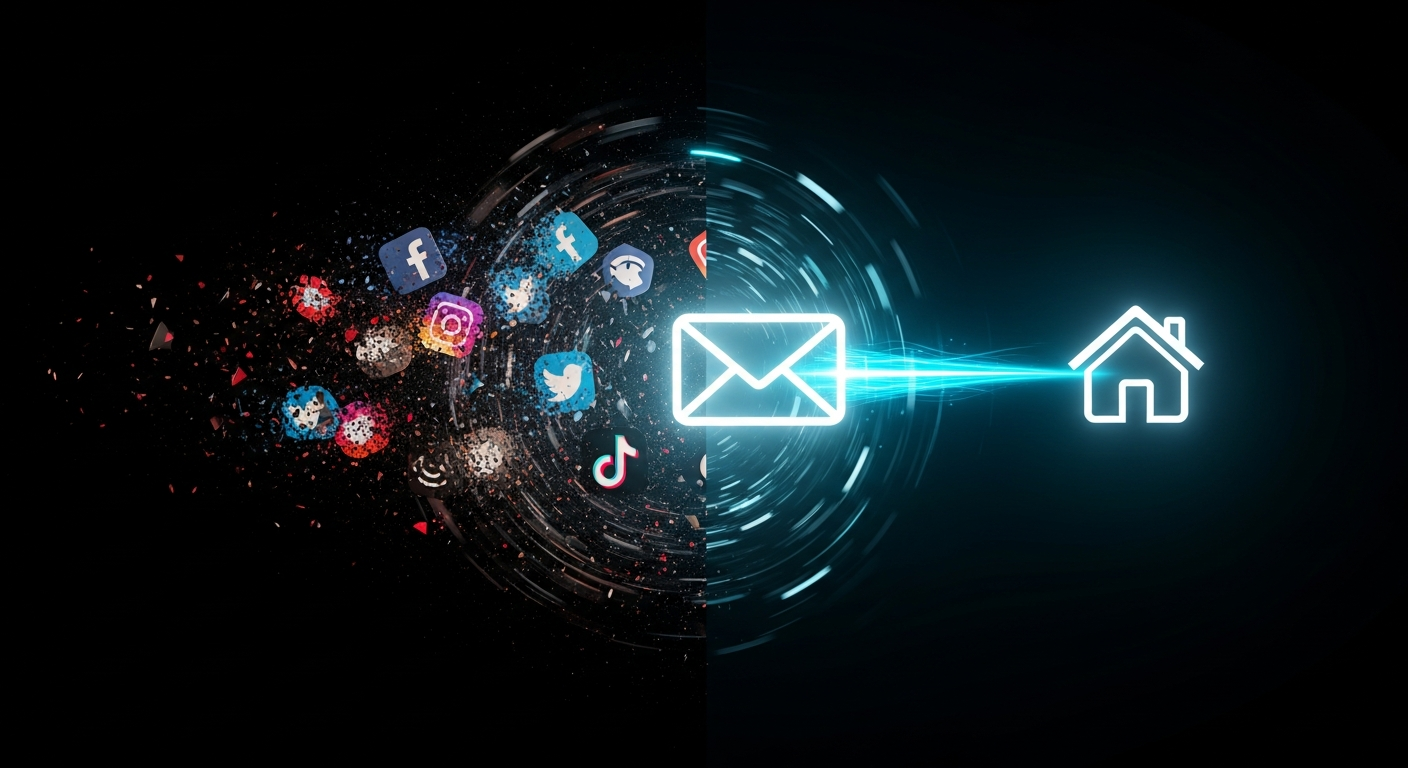 Comparison showing email marketing effectiveness vs social media for real estate